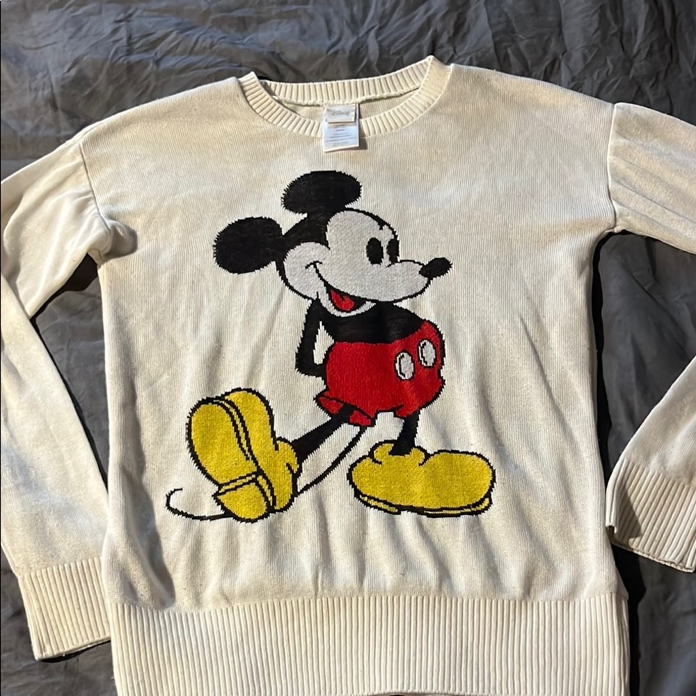 Disney Cream Sweater with Mickey Mouse Design